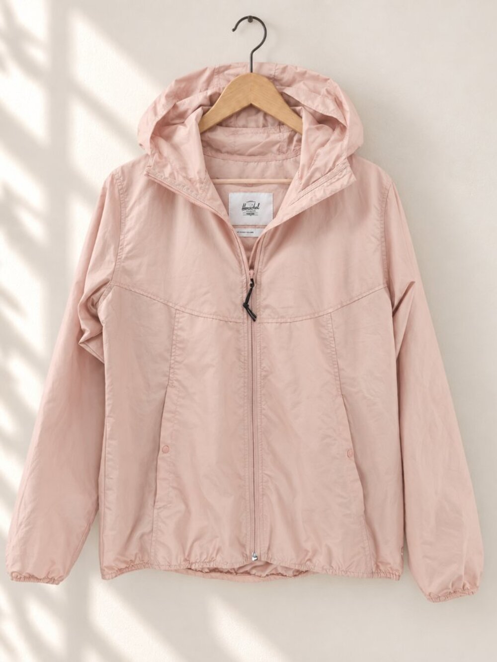 🇨🇦 Herschel, Windbreaker, Hooded Packable Jacket, Blush Pink, Size Large